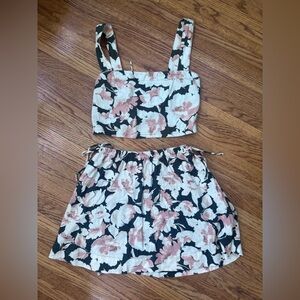 Abercrombie & Fitch Floral Skirt Set - Deep Gray and Pink